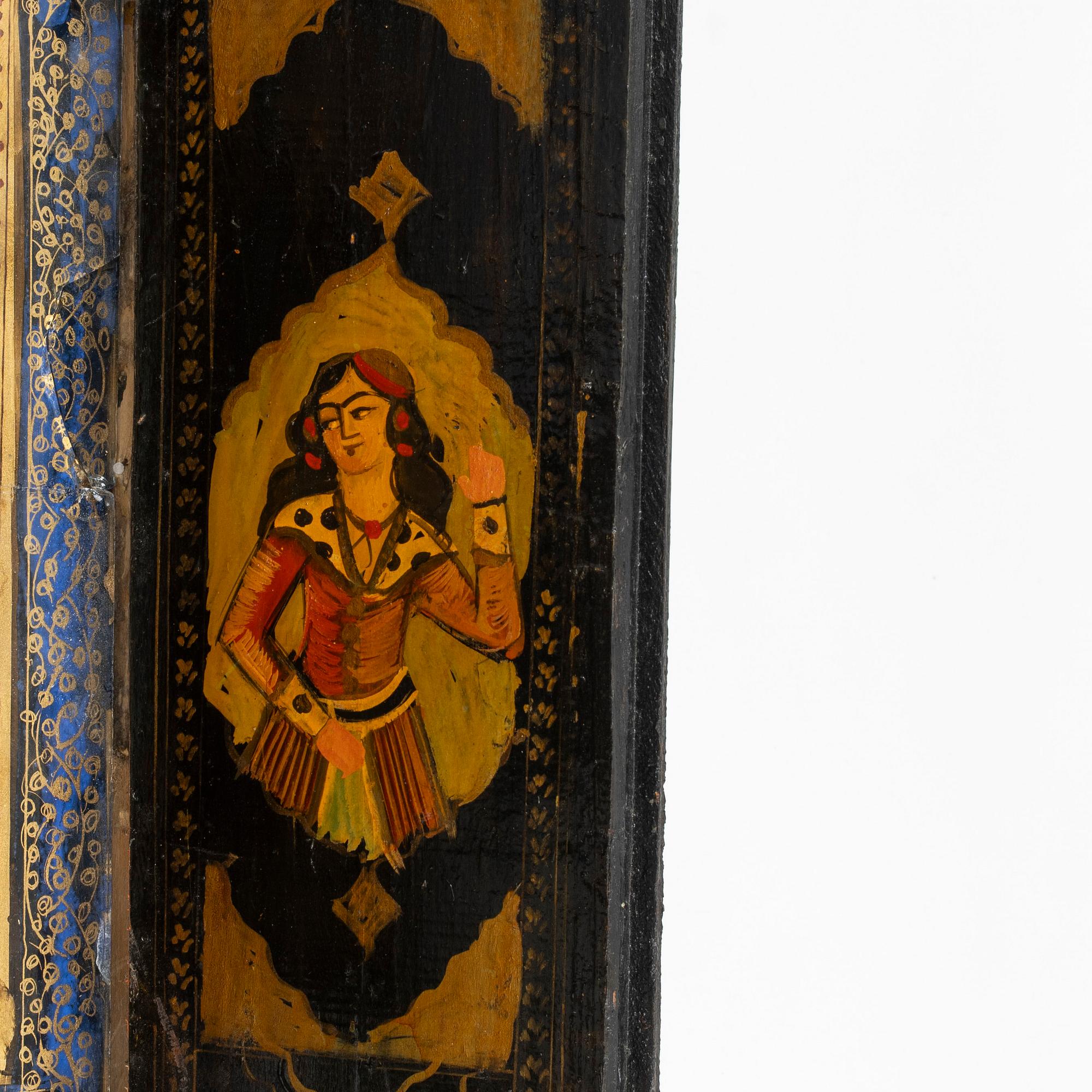 A Qajar Khatamkari laque mirror, circa 1900.