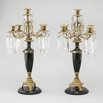 A pair of oscarian candelabras, late 19th century.