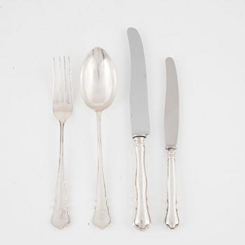 A Swedish Silver Cutlery, 'Chippendale', including with mark of Martin Lysell, Trelleborg 1926 (22 pieces).