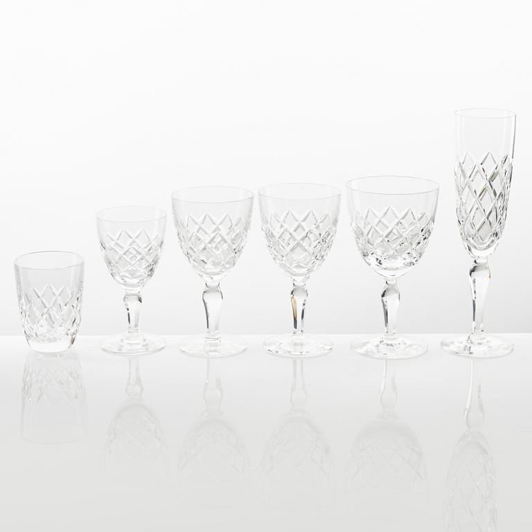 Gunnar Cyrén, a 'Karolina' 194-pice glass service, Orrefors, Sweden,