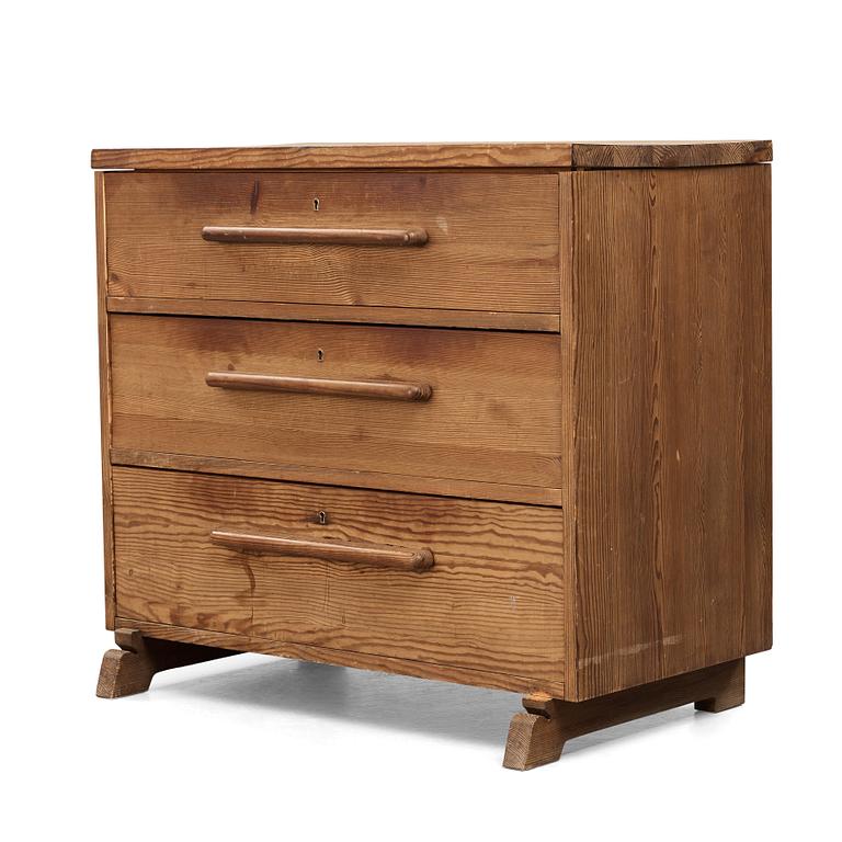 Axel Einar Hjorth, attributed to, a pine chest of drawers, Nordiska Kompaniet, Sweden 1930´s.