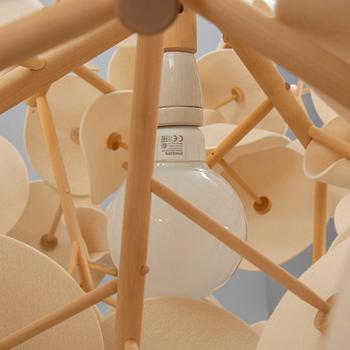 A contemporary birch and wool 'Leaf lamp' by Peter Schumacher, Green Furniture Concept.
