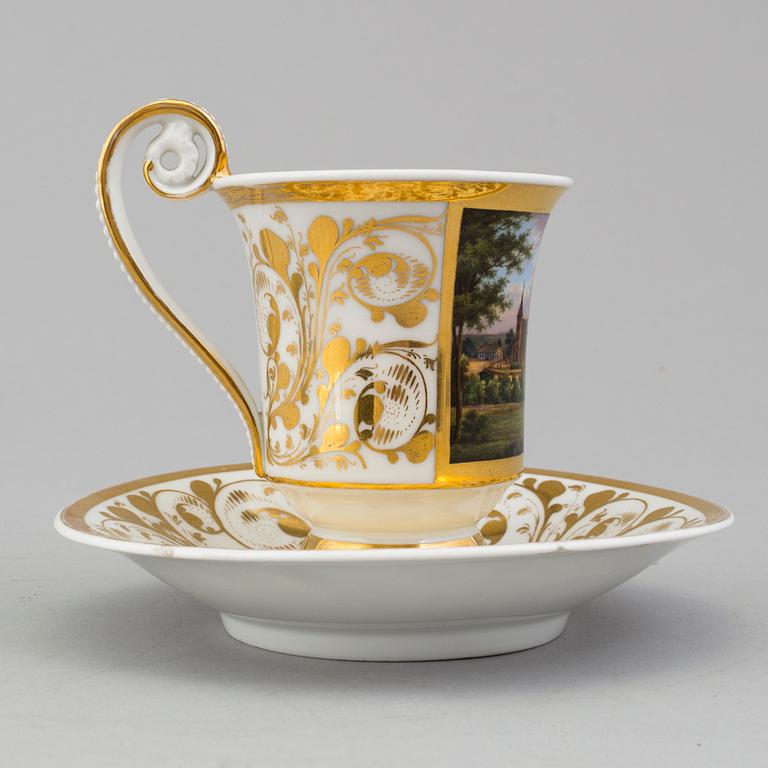 A CUP AND SAUCER, porcelain, KPM, Königliche Porzellan-Manufaktur Berlin, early 19th century.