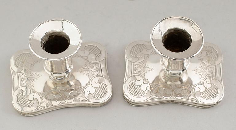 LJUSSTAKAR, 1 par, silver, Otto Wilhelm Kjellberg, Västerås 1870.