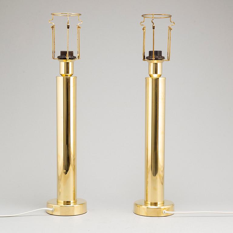 A pair of brass table lights, 1960's.