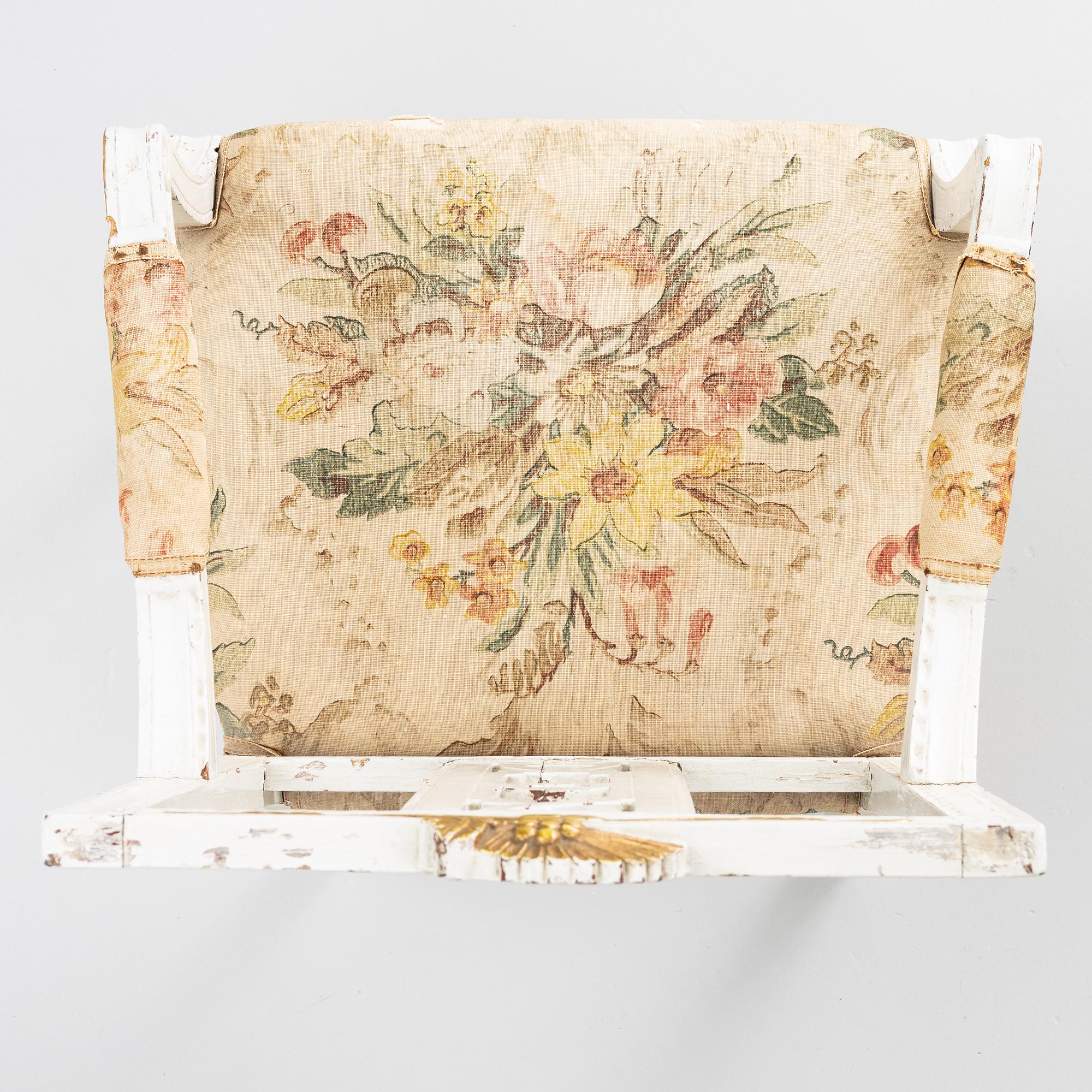 Karmstolar, ett par, Lindome, omkring år 1800, sengustavianska.