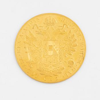 Guldmynt, Österrike-Ungern, 4 Ducat, 1915, senare prägling.