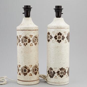 A pair of Bitossi stoneware table lights, Italy.