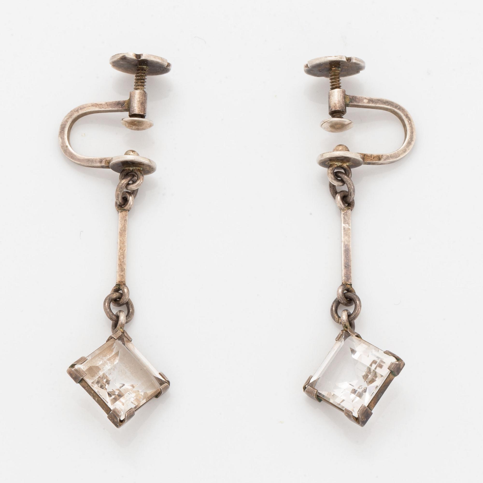 Wiwen Nilsson, silver and rock crystal earrings.
