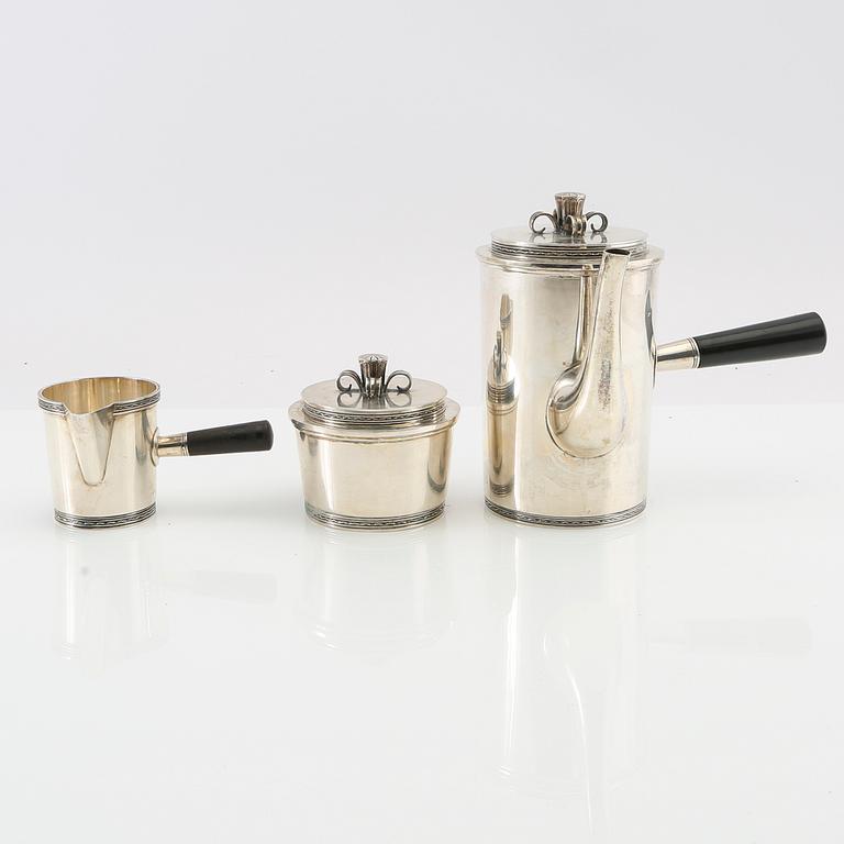 Carlman Silversmide, kaffeservis 3 delar, silver Stockholm  1948.