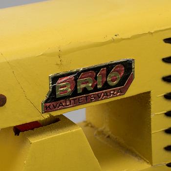 Four wood and plastic toys, Brio and Luck, Sweden, mid 20th century.