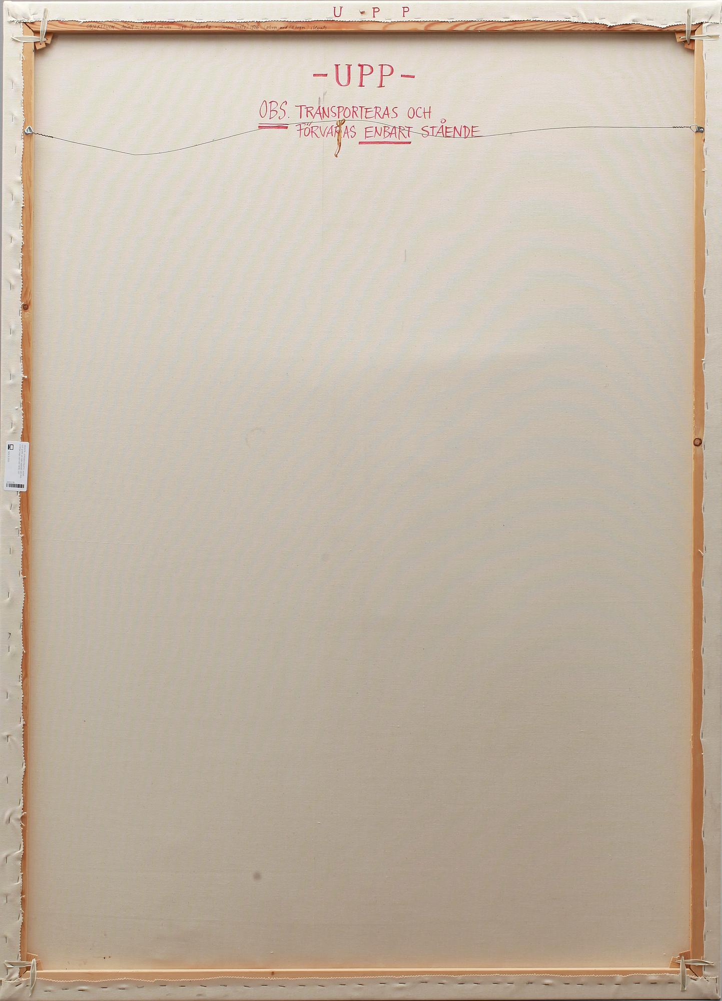 JÜRGEN PAATZ, asfalt och grafit på duk, uppsatt på duk, a tergo sign och dat 1976.