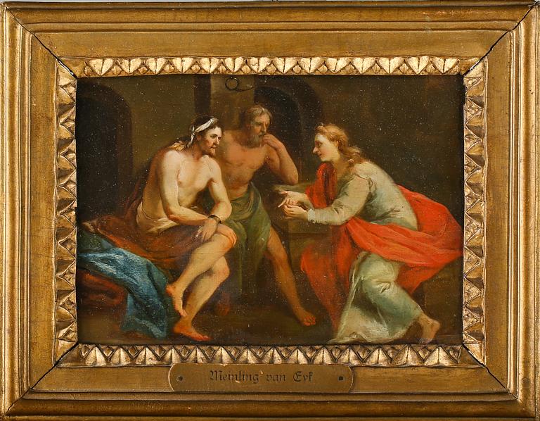 OKÄND KONSTNÄR, olja på pannå, 1700-tal.