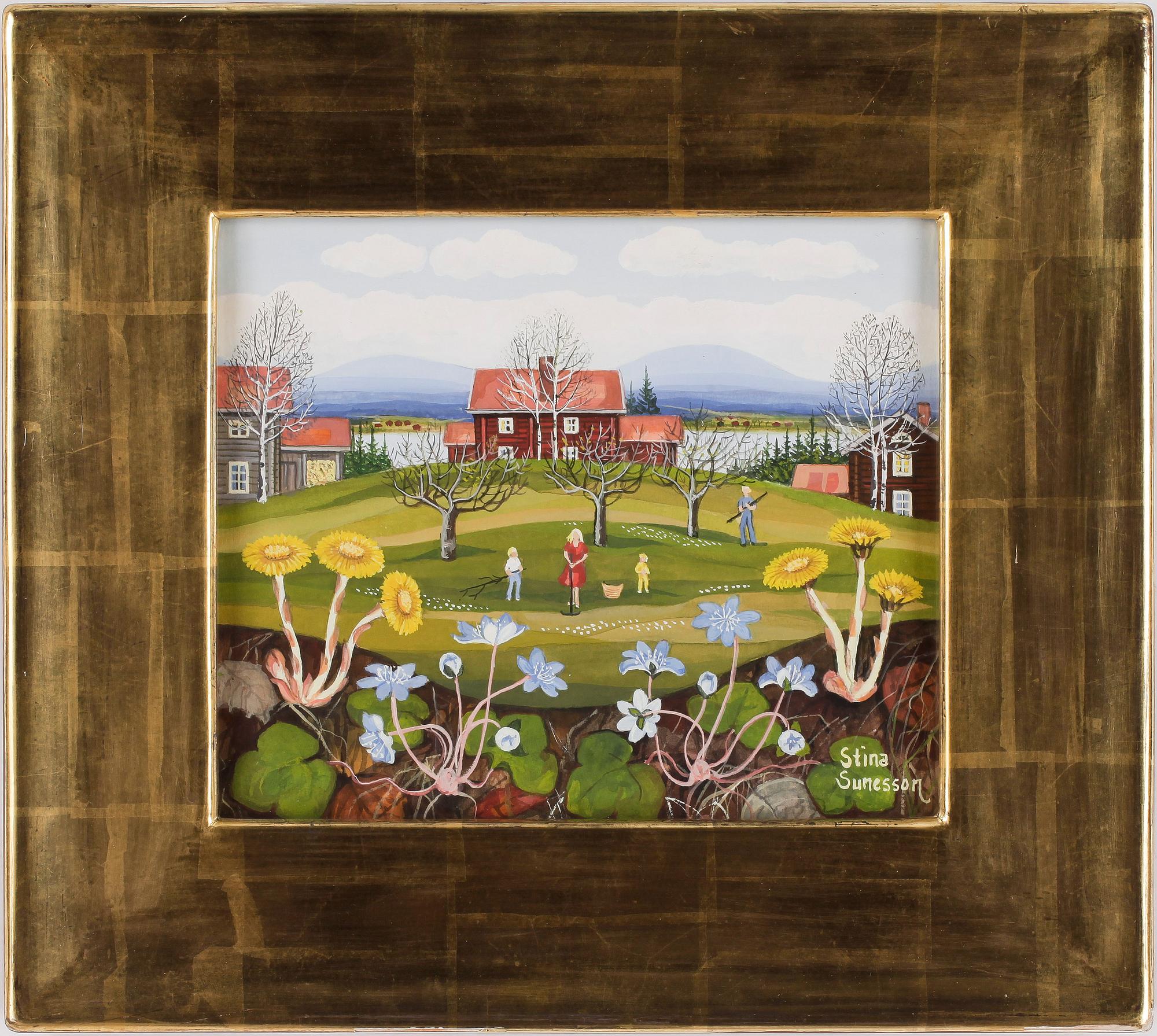 STINA SUNESSON, gouache på papp, signerad.