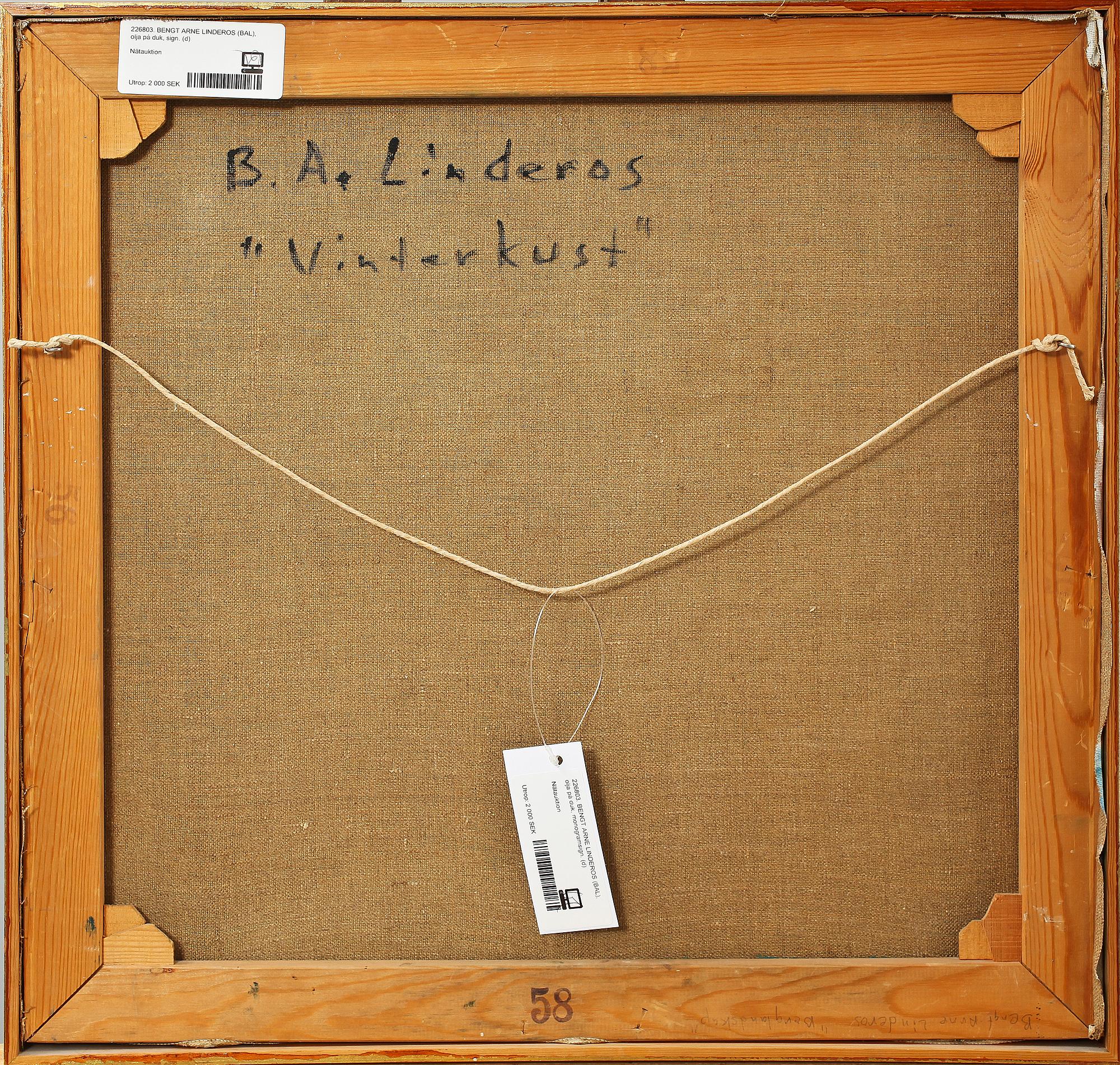 BENGT ARNE LINDEROS (BAL), olja på duk, monogramsign.