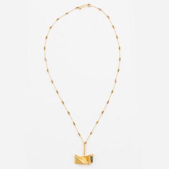 Björn Weckström, collier, 18K guld med grön sten, Finland 1976. För Lapponia.