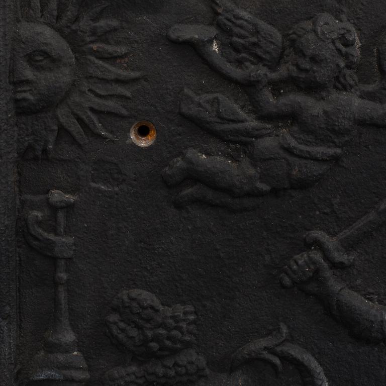 CAST IRON STOVE FRONT, 18th century.