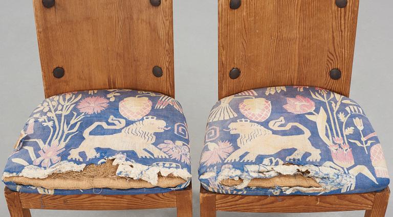 Axel Einar Hjorth, A pair of Axel Einar Hjorth 'Lovö' stained pine chairs, Nordiska Kompaniet, Sweden 1930's.