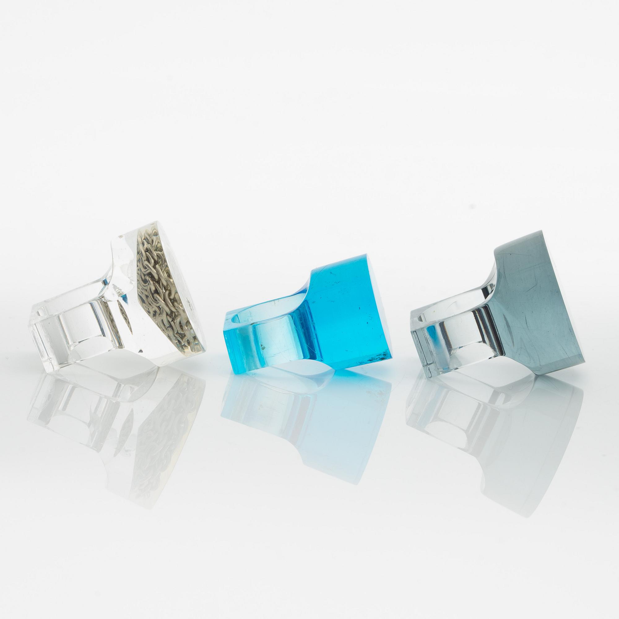 Siv Lagerström, three rings, acrylic plastic, 1970s.