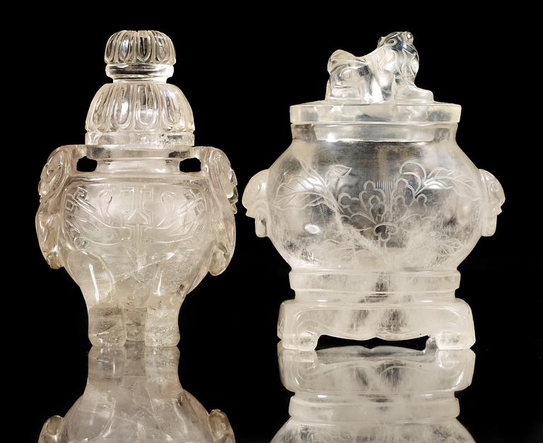 A set of two rock crystal censers, early 20th Century.