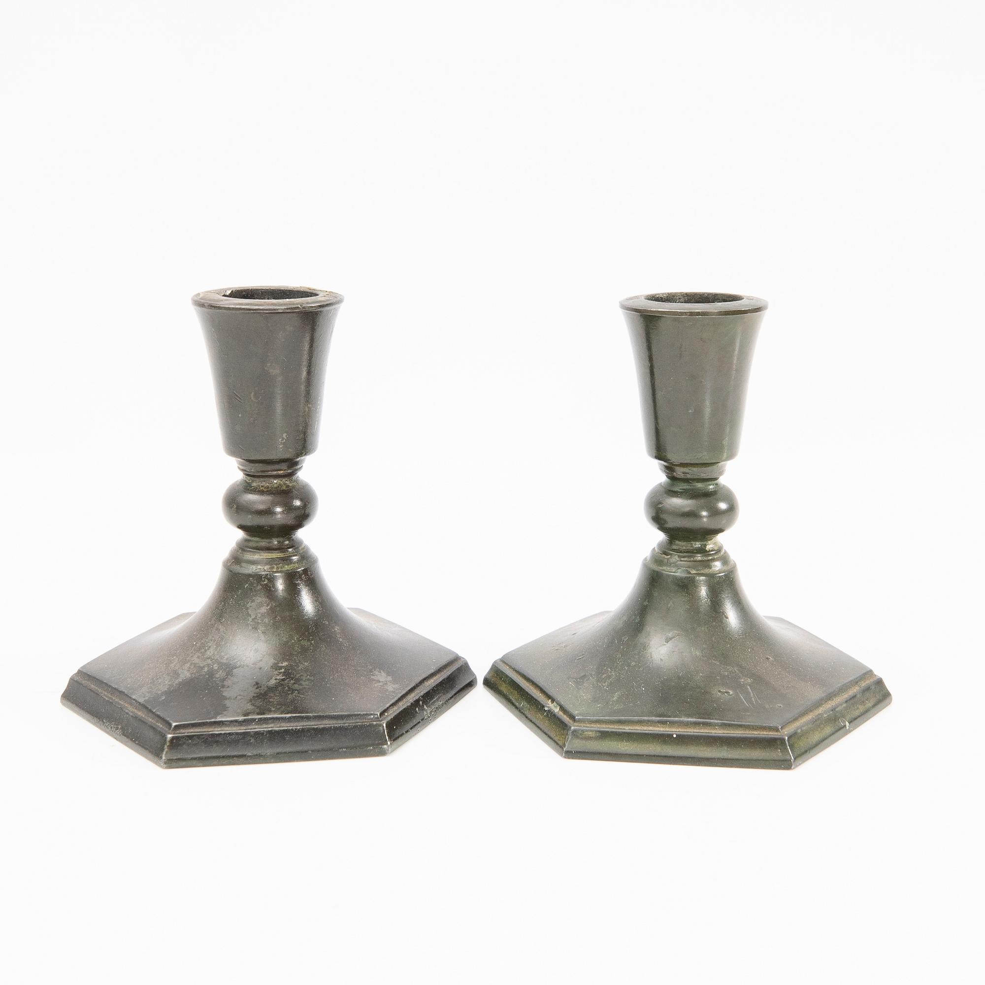 Just Andersen, Candle holders, 4 pcs, Denmark, first half of the 20th century.