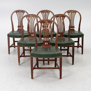 Six chairs, Gustavian style, mid-20th century.
