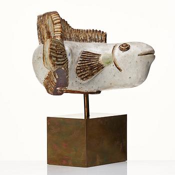 Tyra Lundgren, a stoneware sculpture of a fish, Sèvres, France 1934-39.