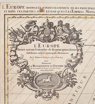 KARTA, HUBERT JAILLOT, kolorerad. "L´EUROPE" 1692.