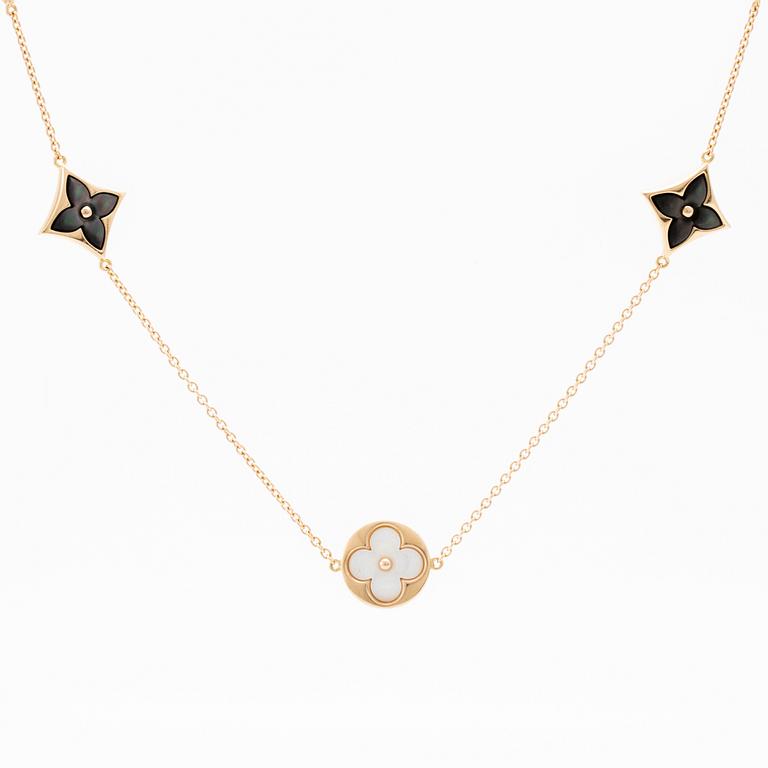 Louis Vuitton, "Blossom Sautoir" Necklace in 18K Rose Gold with Diamonds and Mother-of-Pearl.
