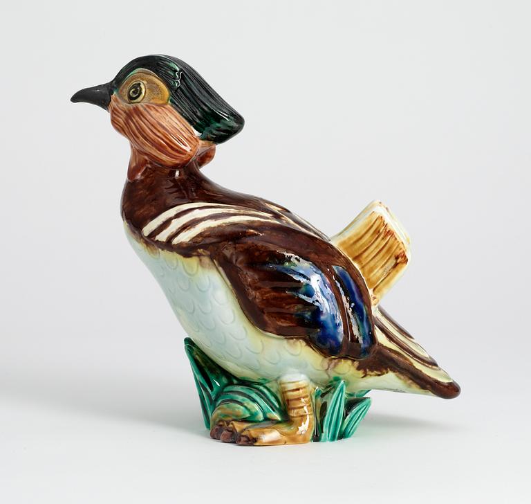 A Gunnar Nylund stoneware figure of a mandarin duck, Rörstrand.