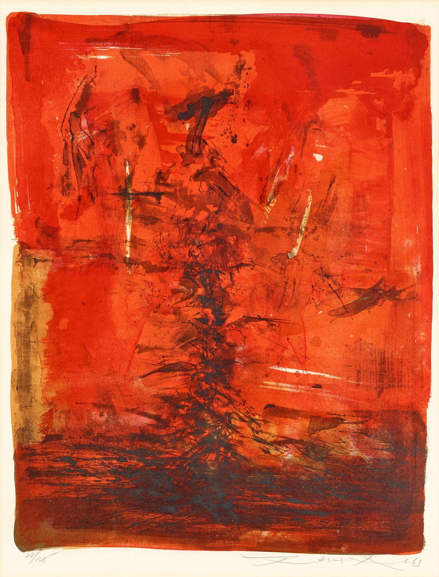 FÄRGLITOGRAFI, "L.XII", 1963-64, av Zao Wou-ki (Zao Wuji, 1921-2013), signerad med blyerts 88/125.