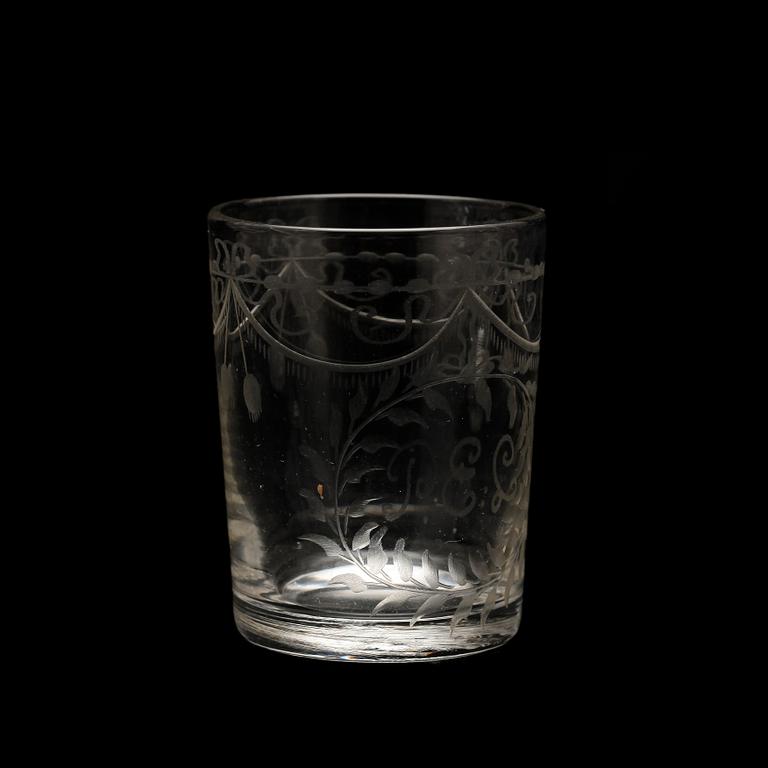 STARKVINSGLAS, 11 st, sengustaviansk stil, 1800-tal.