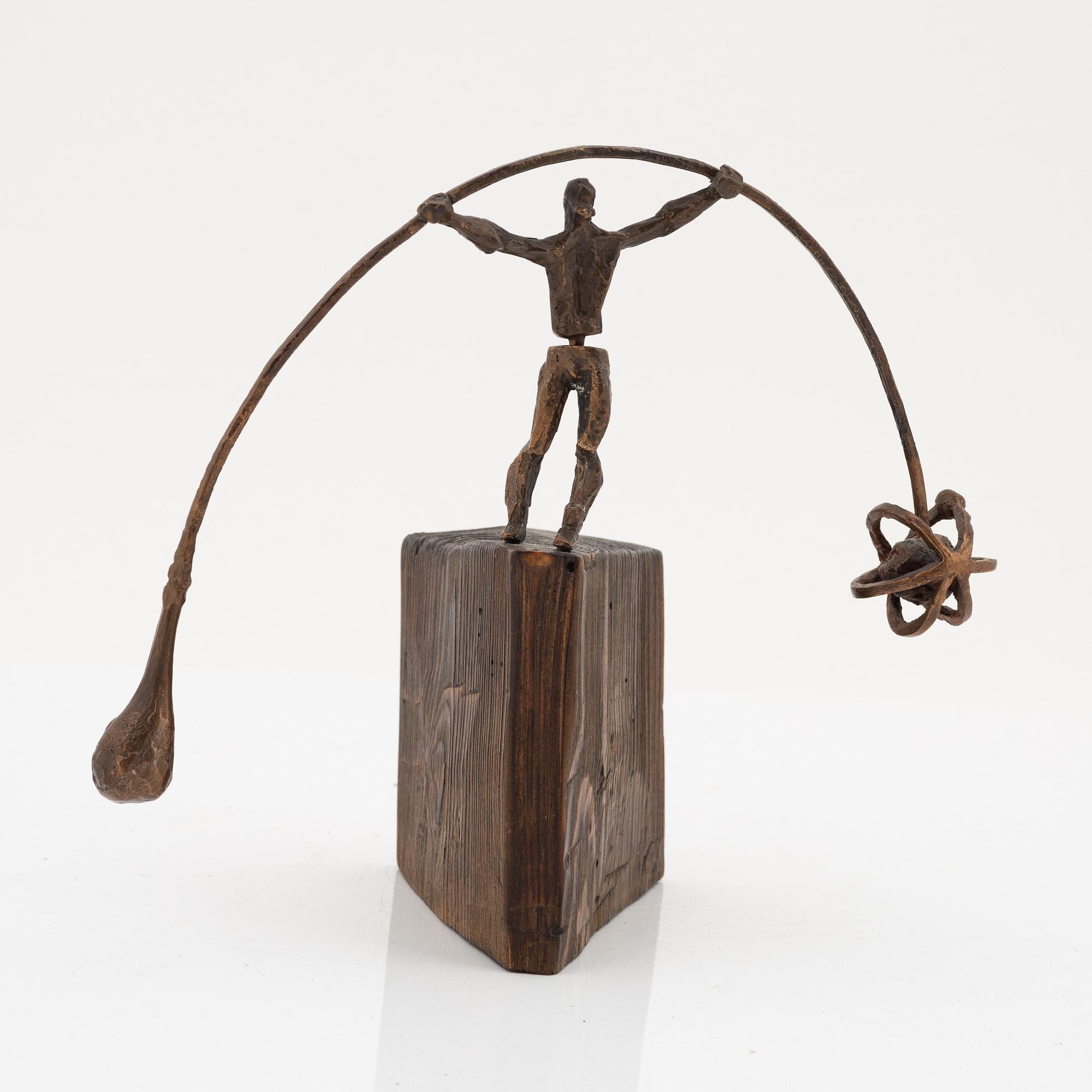 Puck Stocklassa, sculpture, bronze and pine, signed Puck.