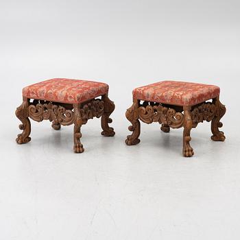 Five Baroque style stools, circa 1900.