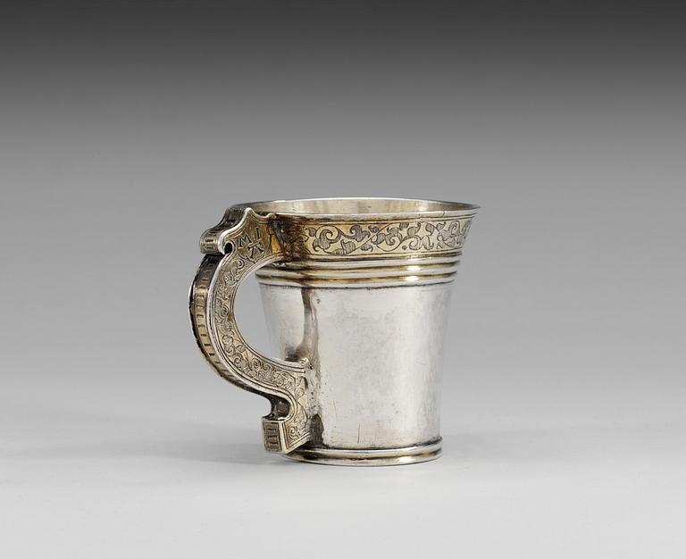 BÄGARE med grepe, ostämplad, Sverige 1500-talets slut. Renässans.