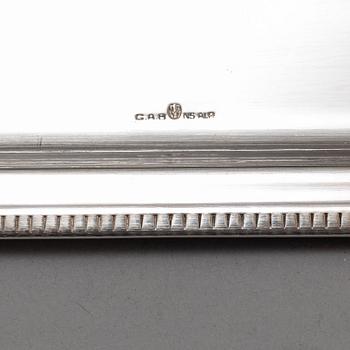 FOLKE ARSTRÖM, cocktailglas, 6 st, samt  bricka, nysilver, 1930/40-tal.