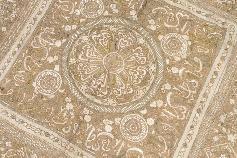A silk and metal shawl. c. 105 x 99 cm, Turkey, first half of the 20th century.