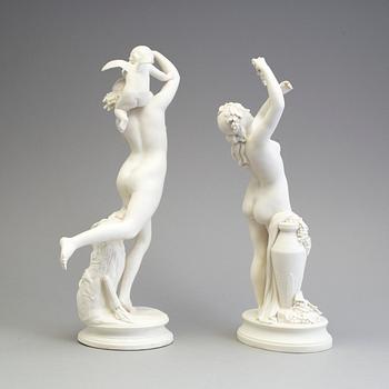 FIGURER, två st, parian, Gustafsberg, en daterad 1891.