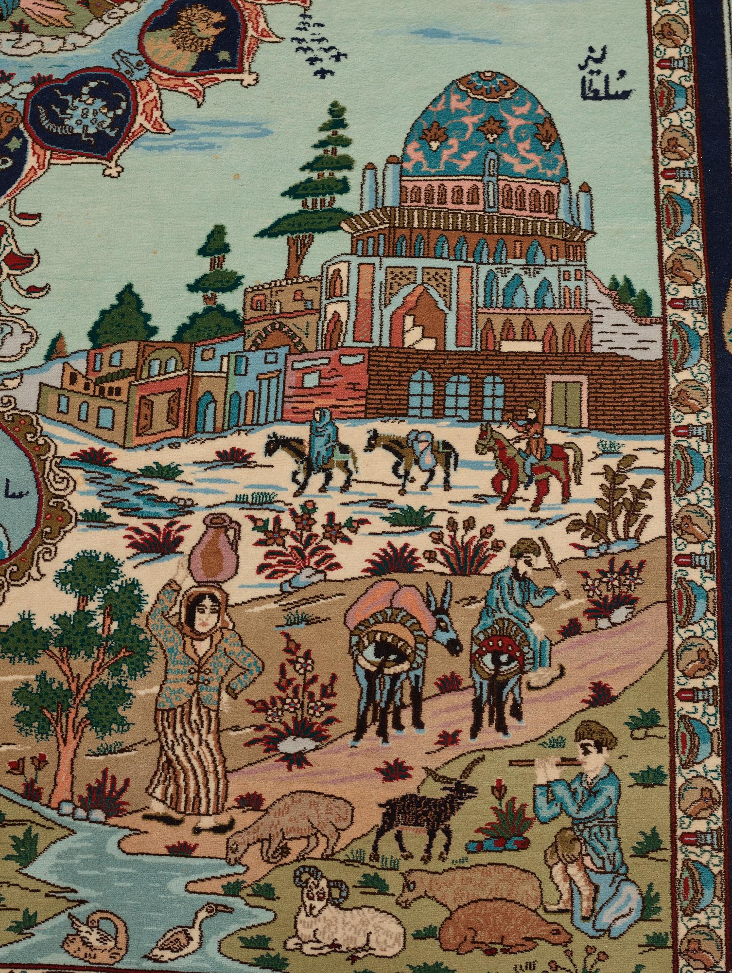 Matto, Old Tabriz figural, "The four seasons", ca 274 x 176 cm.