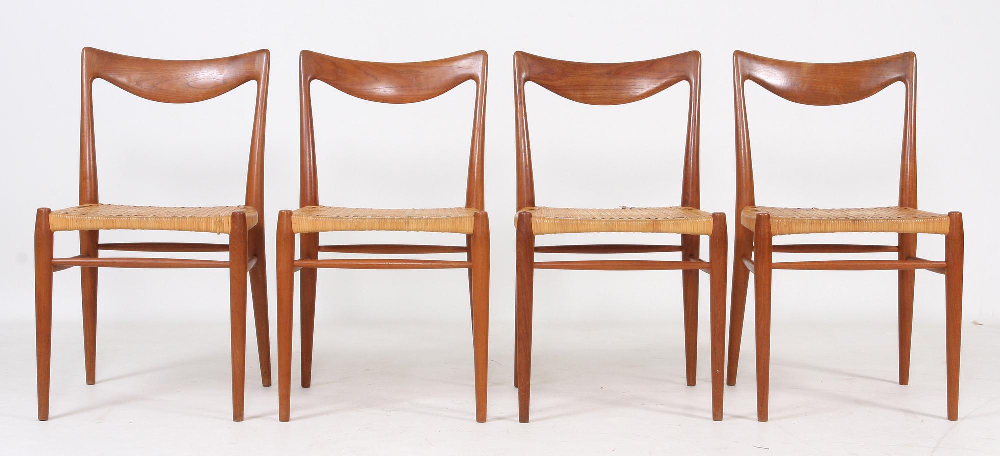 MATSALSBORD samt STOLAR, 4 st, teak, 1950-tal.