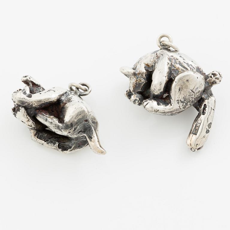 PA Lundahl-Terrs, figurines/pendants, eleven pieces, silver, in the form of animals.