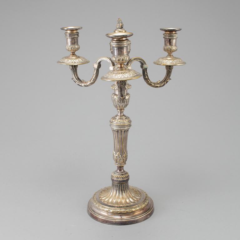 KANDELABER, nysilver, gustaviansk stil, 1900-talets första hälft.