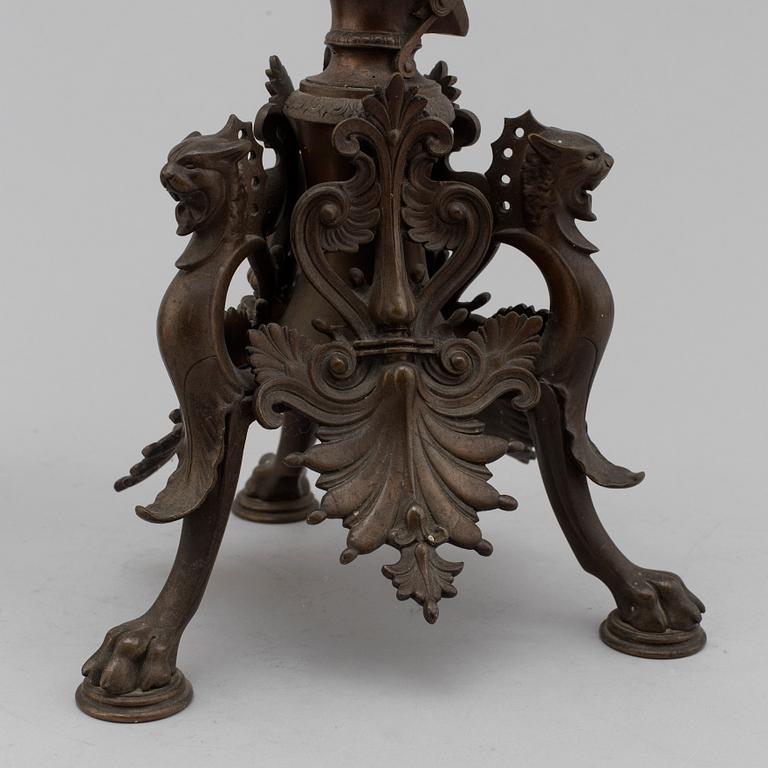 FERDINAND BARBEDIENNE, attributed to, a pair of 19th century bronze candelabra.