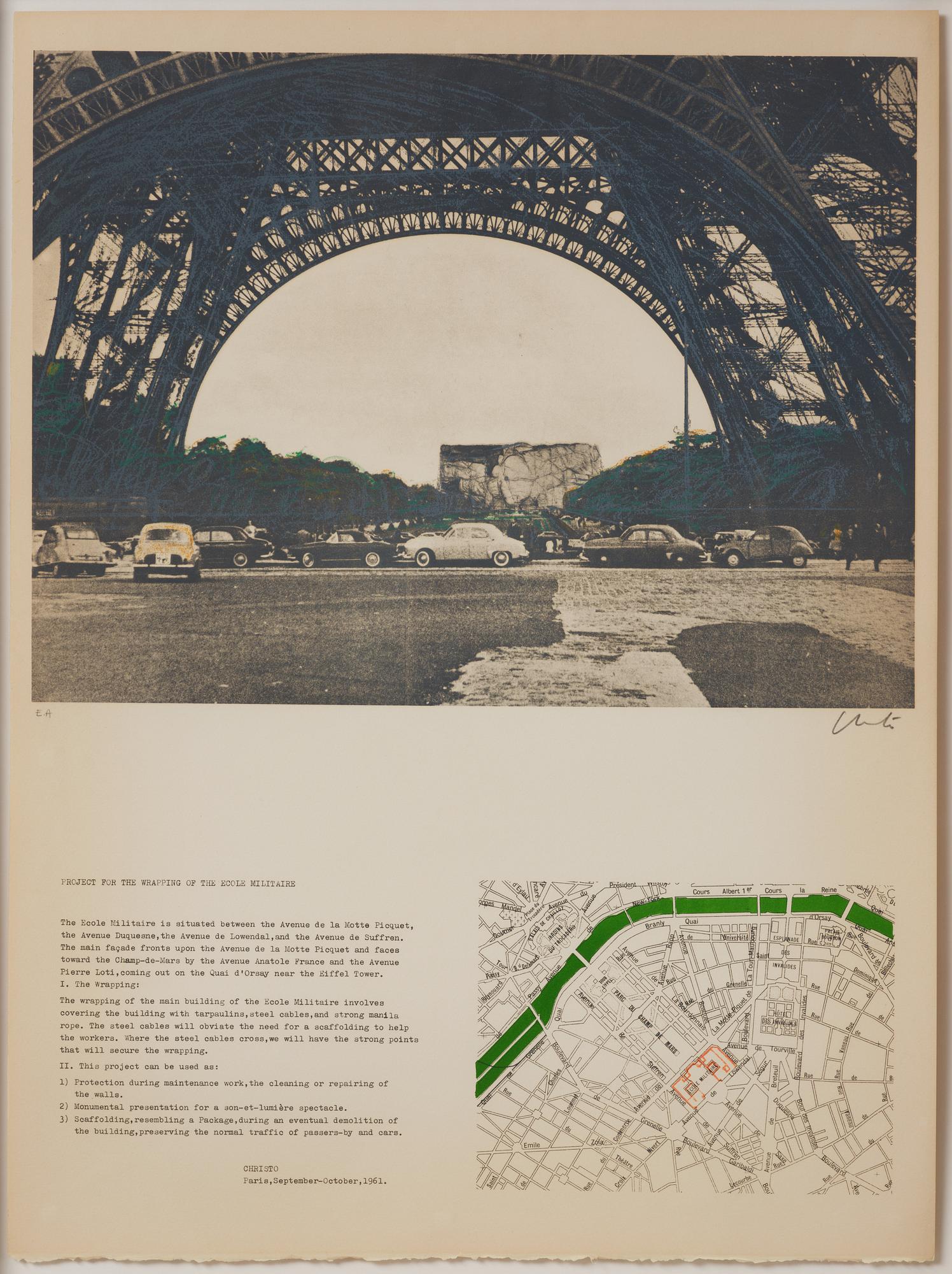 Christo Vladimirov Javacheff, "Packed Building, Project for the École Militaire, Paris".