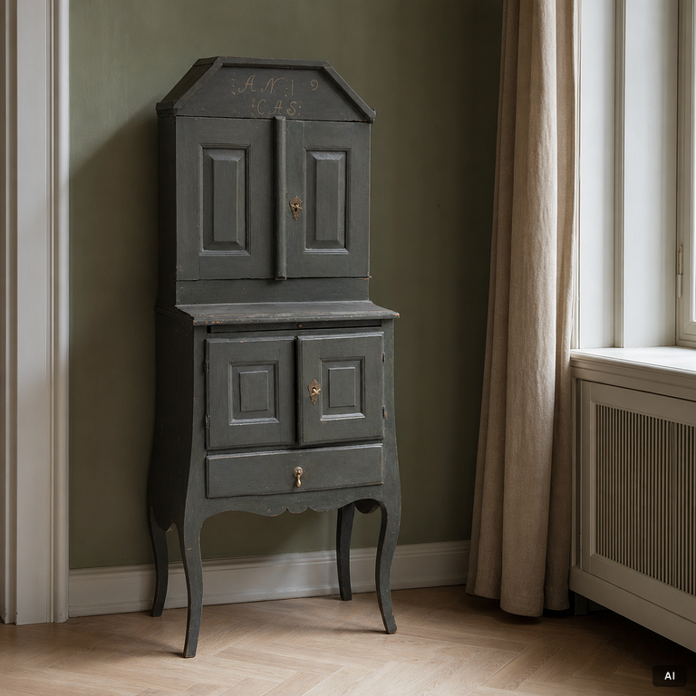 A painted cabinet, about 1800.