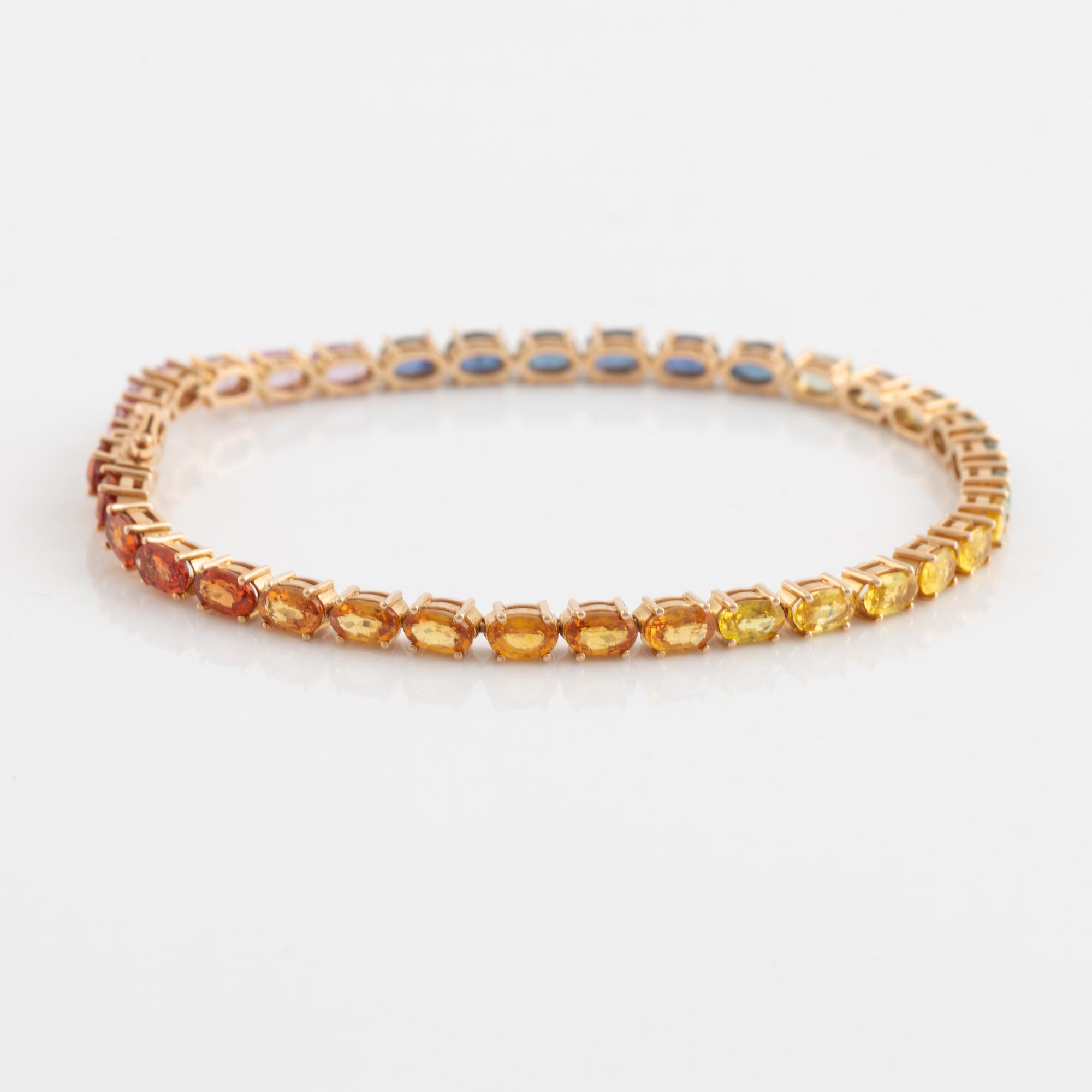 Multi coloured sapphire bracelet.