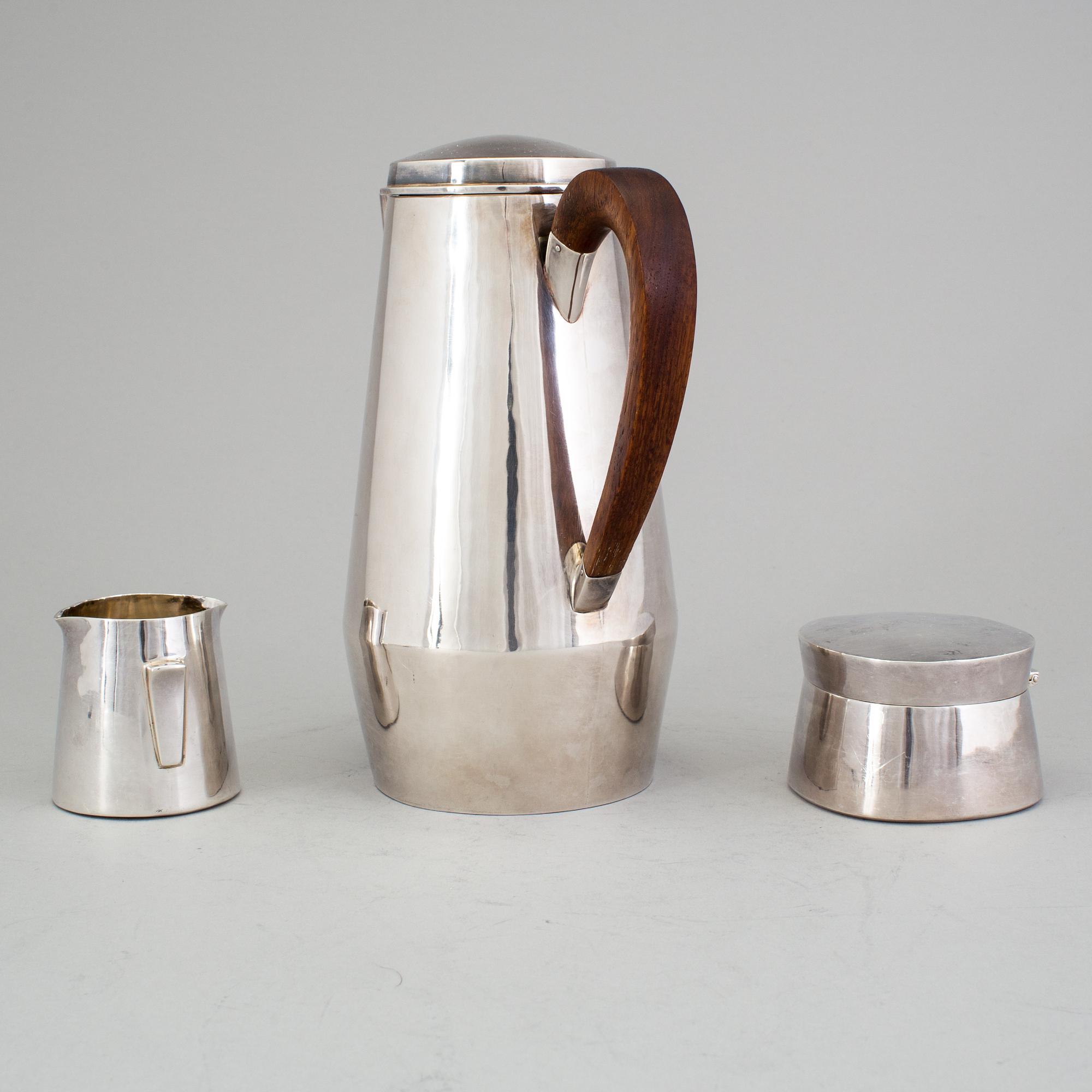 RAY URBAN, Stockholm 1962, Kaffeservis, 3 delar, silver 925/1000.