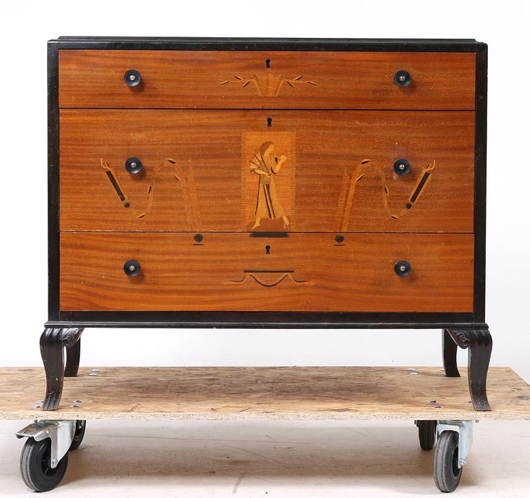 BYRÅ, tillskr Birger Ekman, Mjölby Intarsia, art deco, 1900-talets andra kvartal.