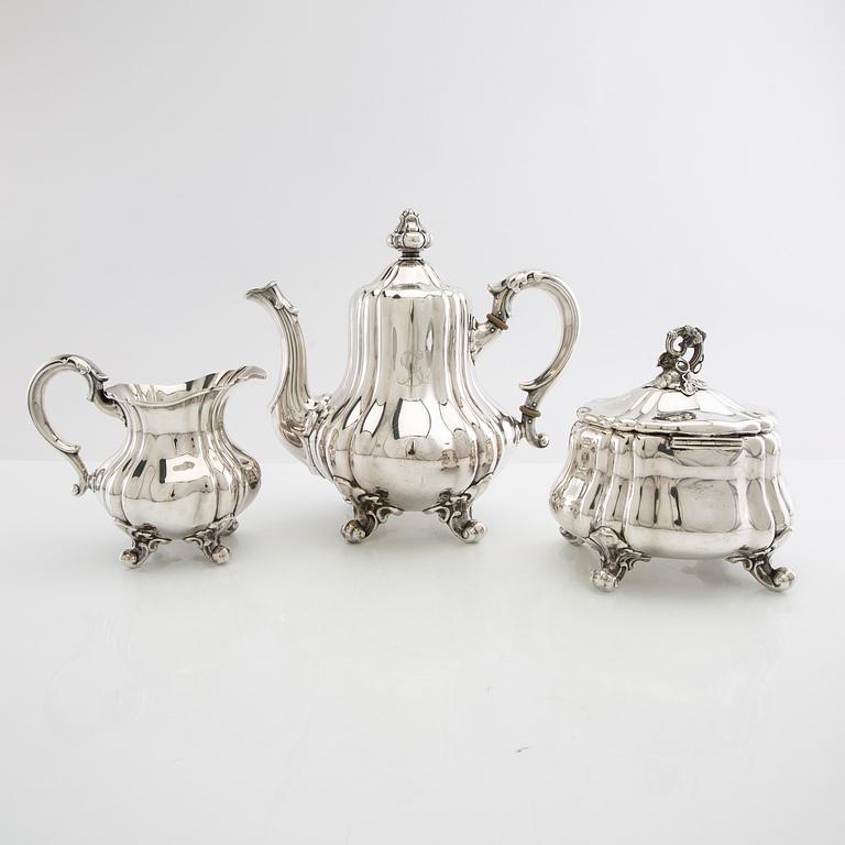 Gustaf Fredrik Hallengren Tea Service 3 dlr Rococo style silver Malmö 1934.