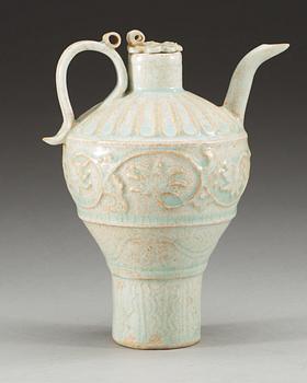 A pale green glazed ewer with cover, Song dynasty (960-1279).